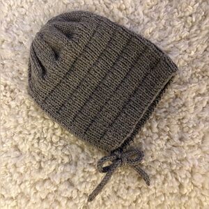 Cozy Gray Knit Baby Bonnet